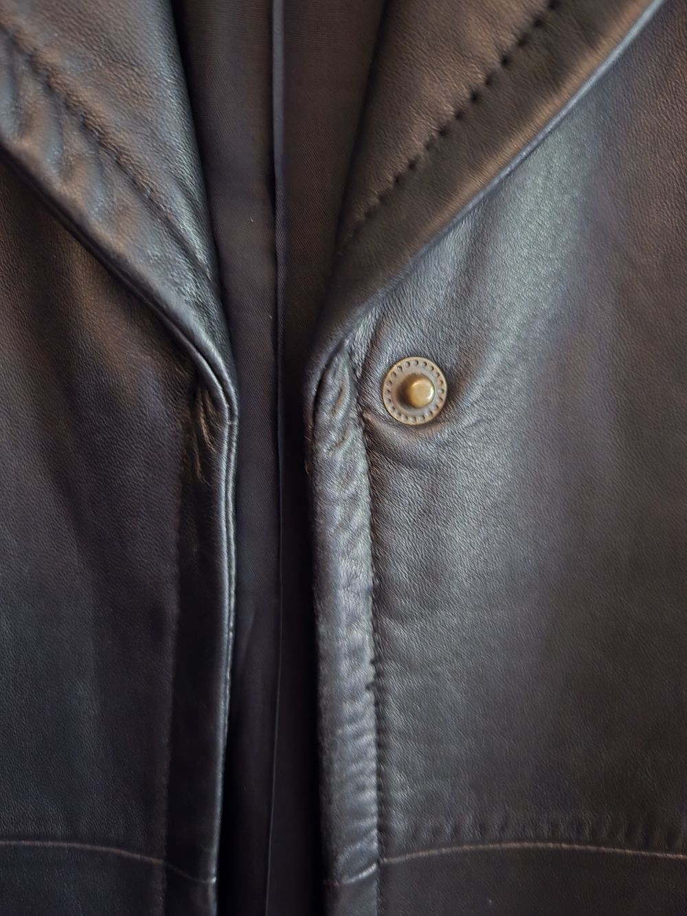Vintage Valerie stevens Black Leather Longline Jacket - Picture 3 of 4